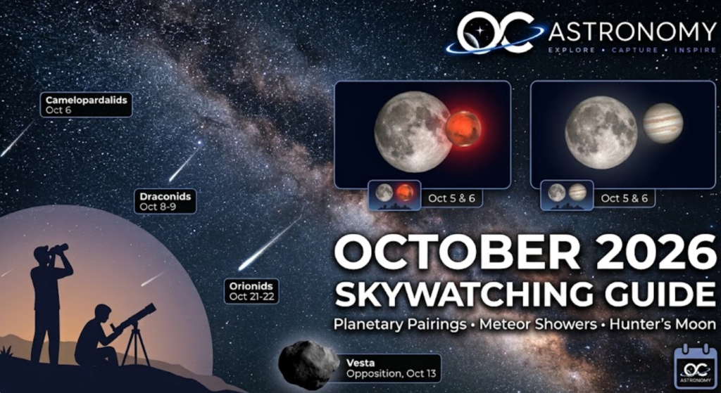 October 2026 Skywatching Guide: Meteor Showers, Planets & Full Moon